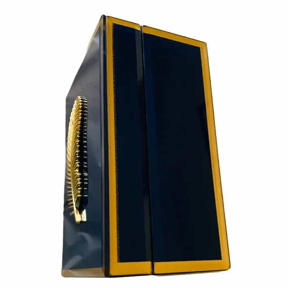 Blue Glass Jewelry keepsake Box, With Gold Trim - Picture 3 of 5